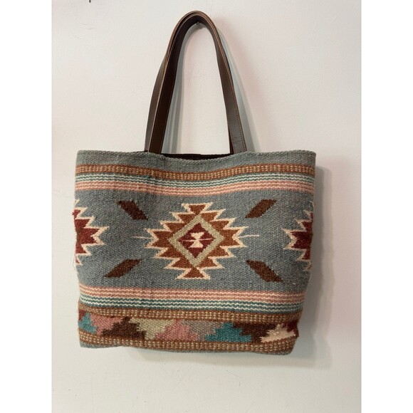 SCULLY WOVEN SOUTHWESTERN MULTICOLOR WOOL TOTE - Picture 3 of 7